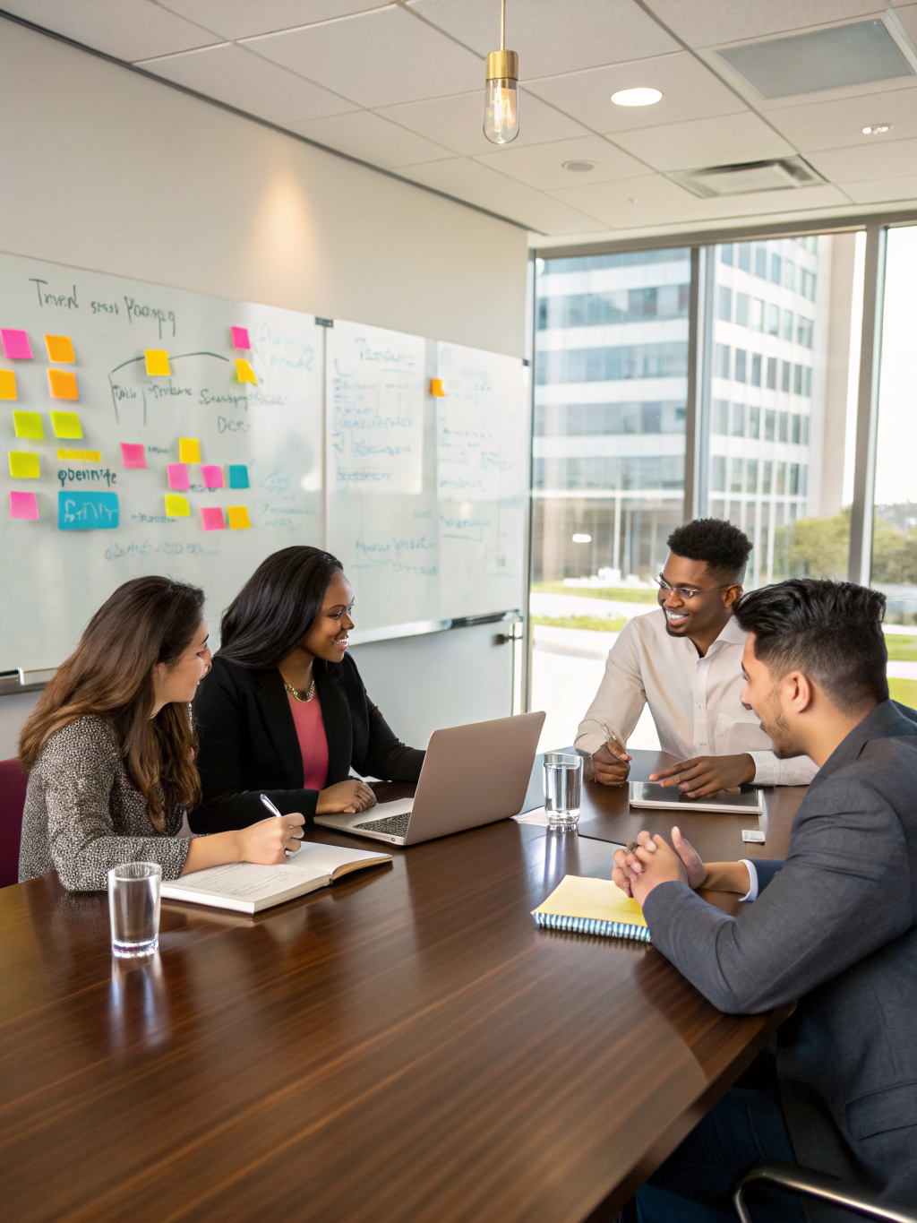 Team collaborating in a creative workshop environment